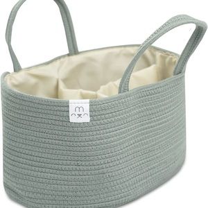 Natemia Cotton Rope Diaper Caddy Green Versatile Nursery Basket Storage Bin Newb
